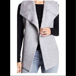 Twelfth Love | grey stretch knit suede faux fur Vest | SM